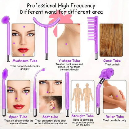 7 in 1 High Frequency Electrotherapy Wand Glass