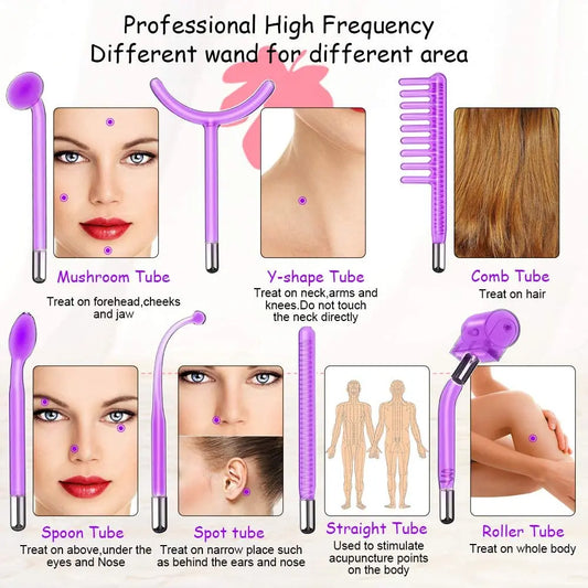 7 in 1 High Frequency Electrotherapy Wand Glass